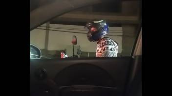 A motorcyclist catches me jerking off in my car
